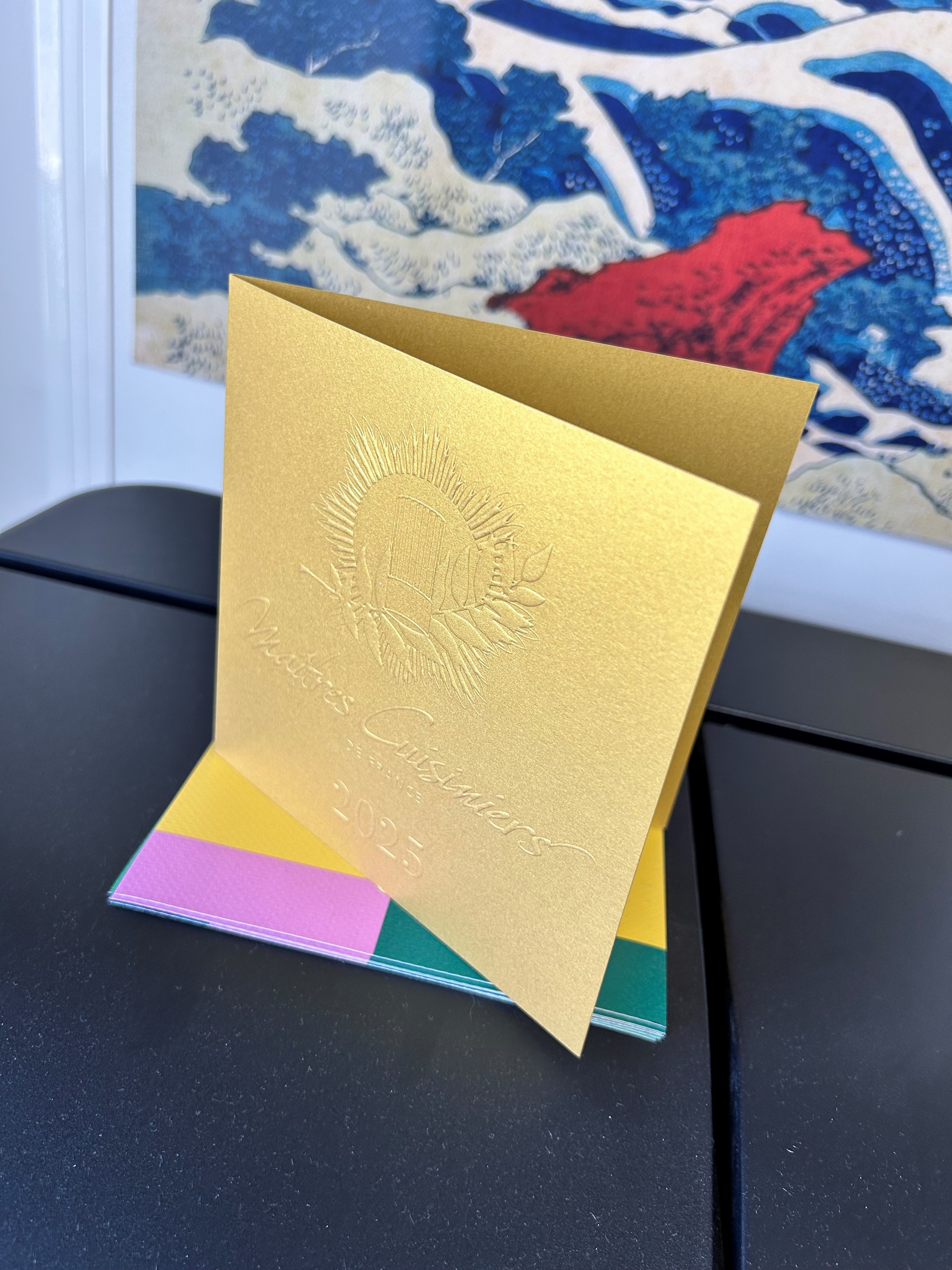 Impression carte invitation avec gaufrage sur papier doré image 2